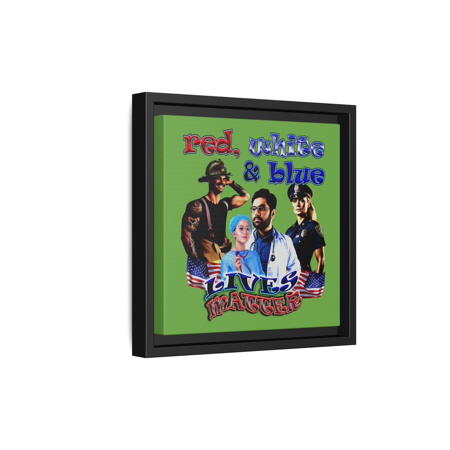 rw&b lives matter - framed canvas art (green)