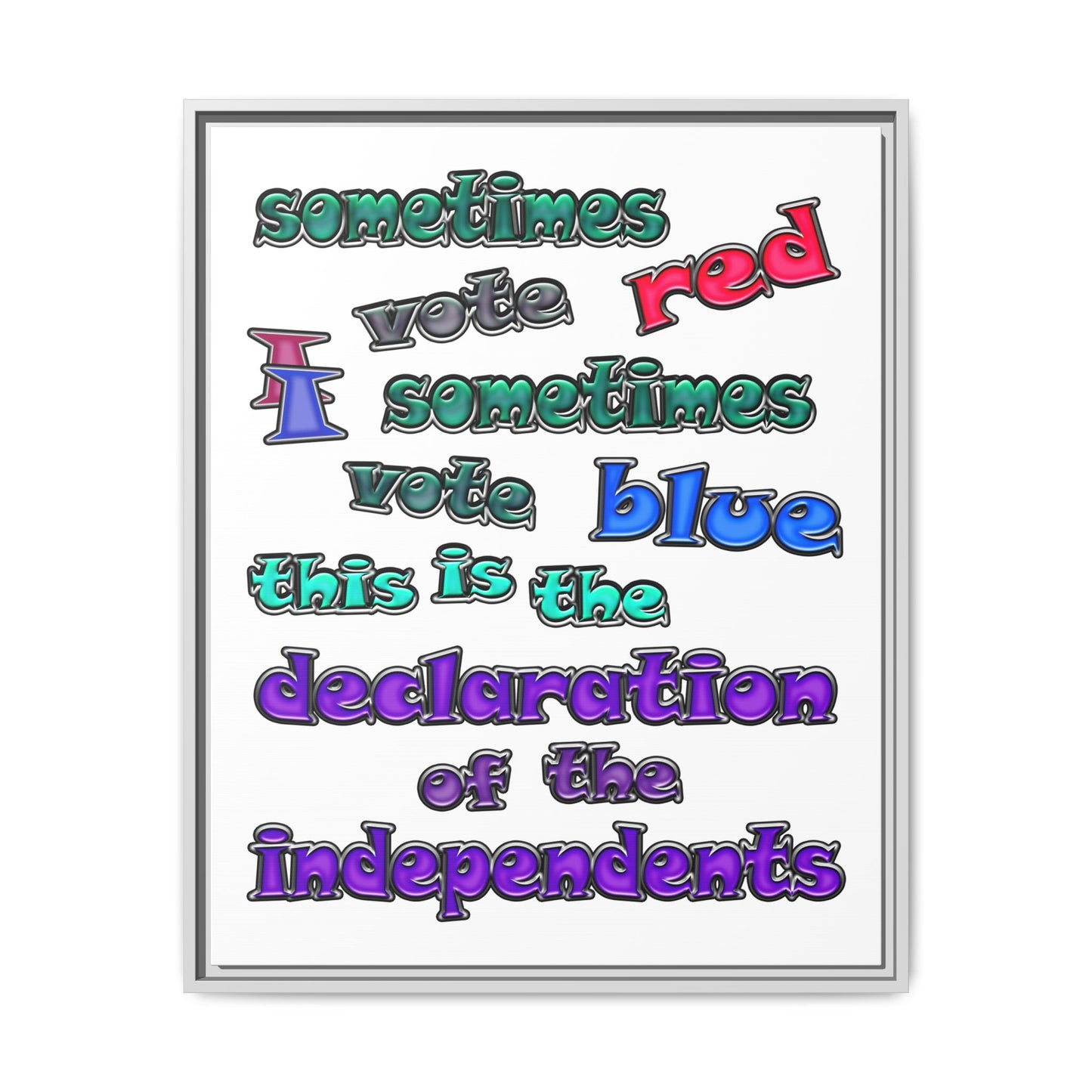 declaration of the independents - framed canvas art (white)