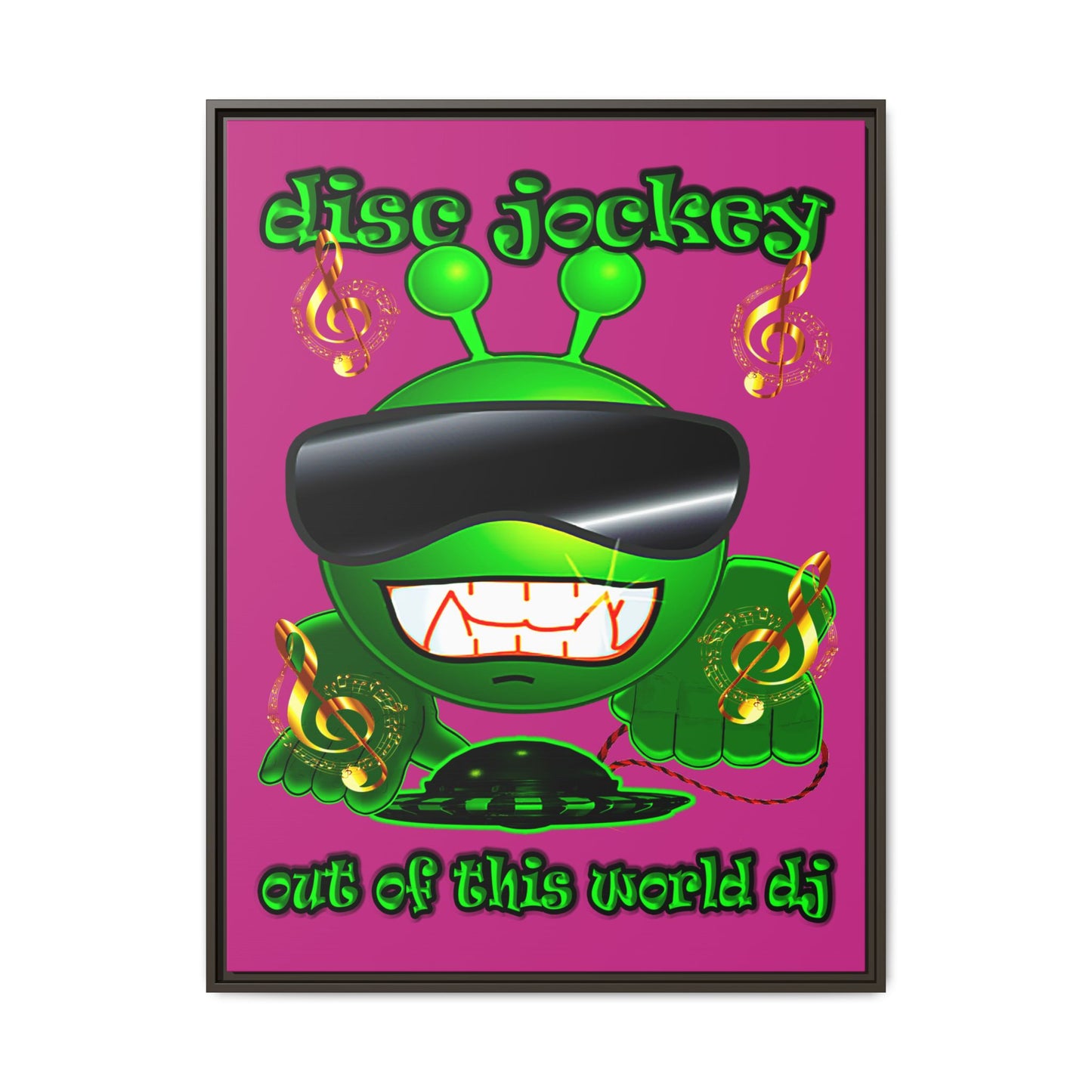 disc jockey - framed canvas art (pink)