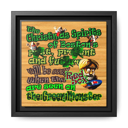 christmas spirits of boston - framed canvas art (butterscotch wood finish)