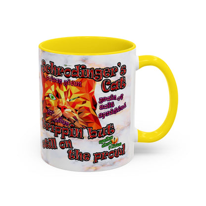 schrodinger's cat - Accent Mug (white marble)