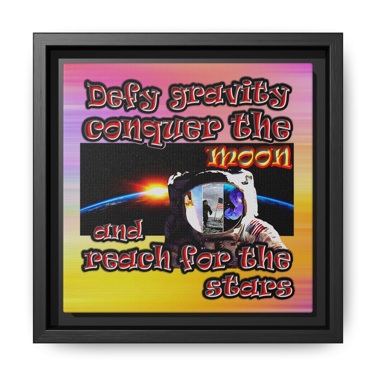 defy conquer reach - framed canvas art (color blur)