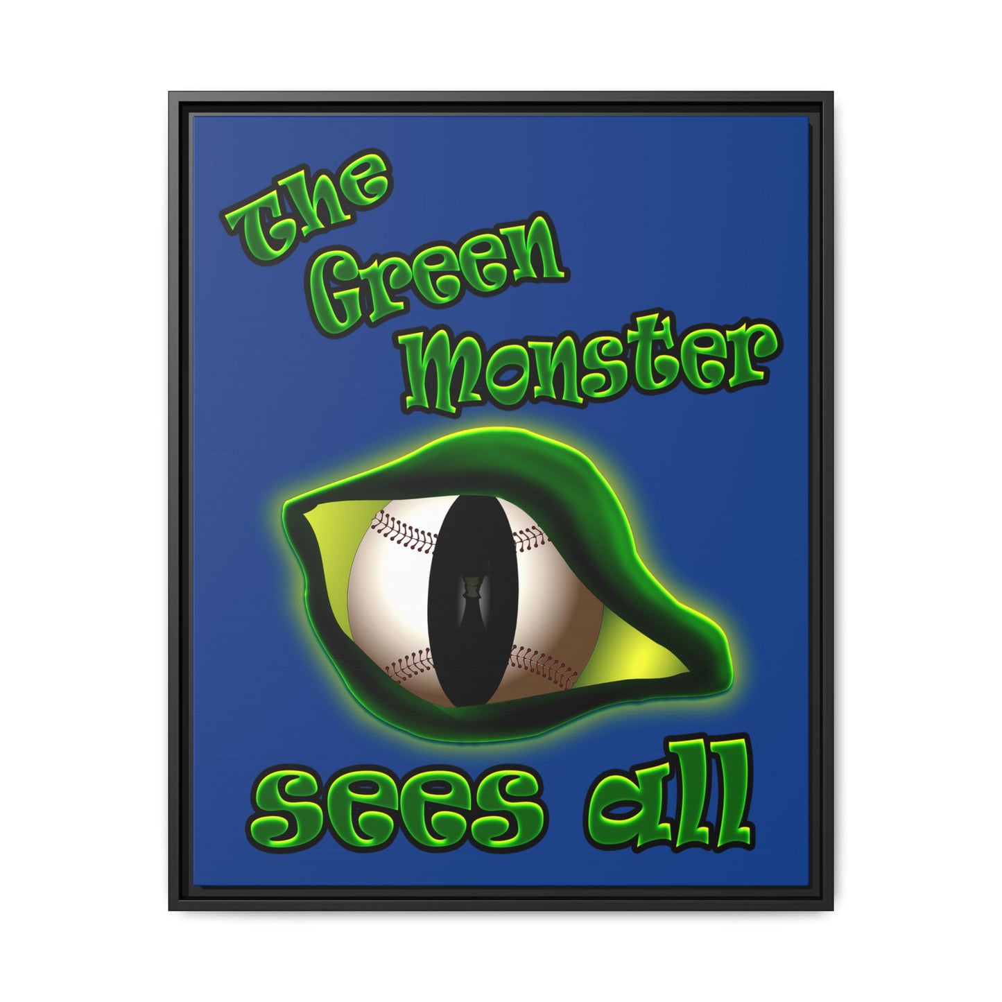 green monster - framed canvas art (dark blue)