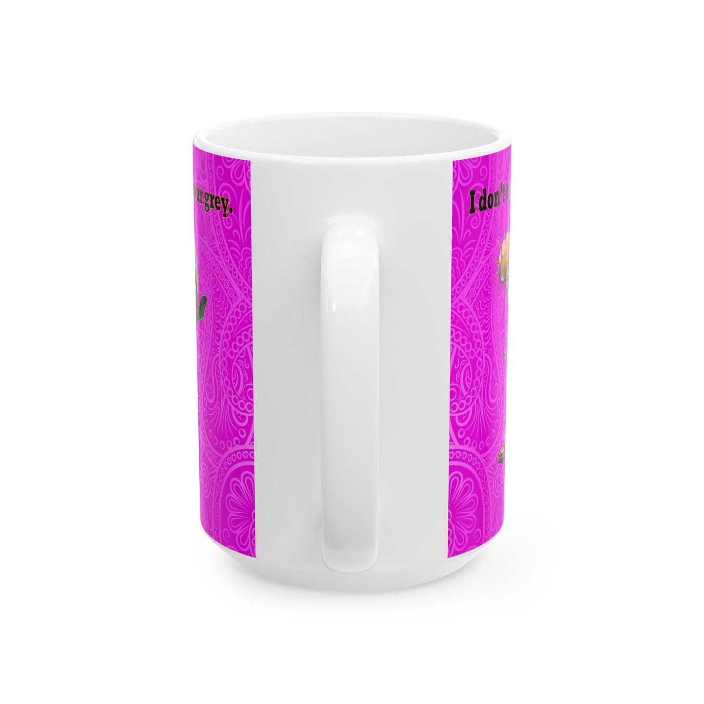 I don't care that your grey - White Mug (pink swirl)