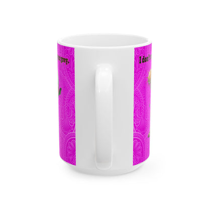 I don't care that your grey - White Mug (pink swirl)