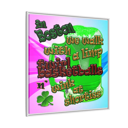 celtics logo - framed canvas art (light blue-pink wave)