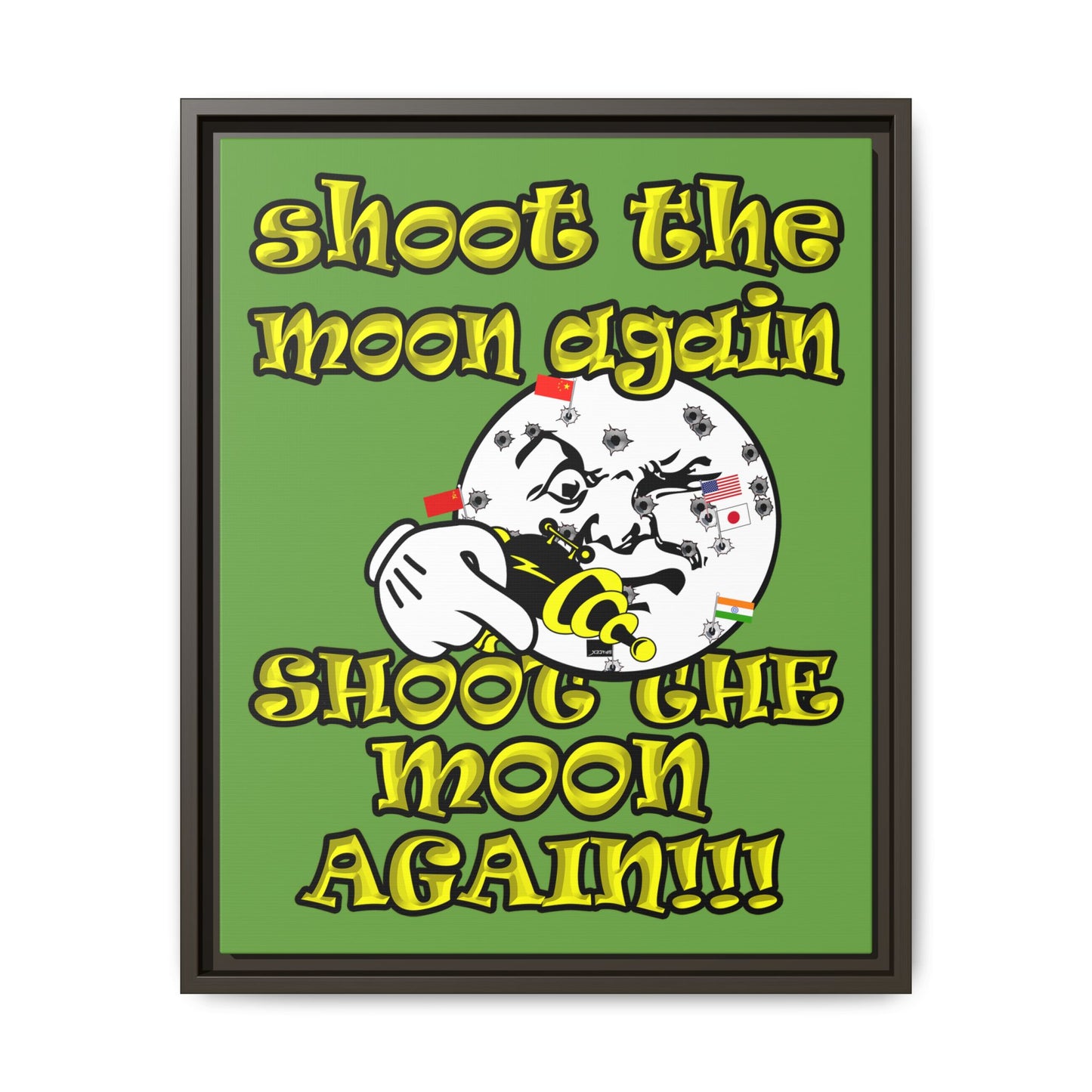 shoot the moon again - framed canvas art (green)