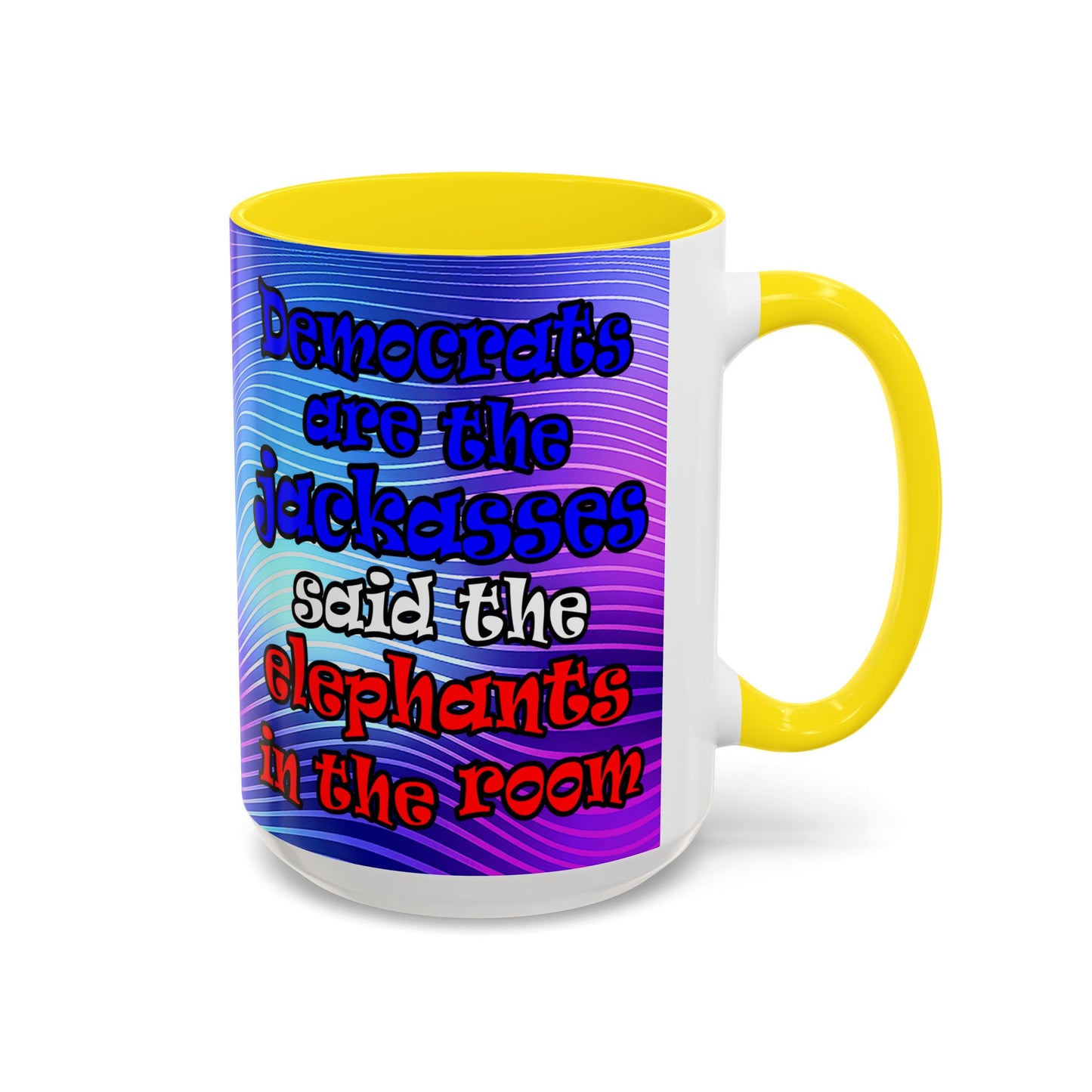 donkeys and elephants - Accent Mug (purple wave)