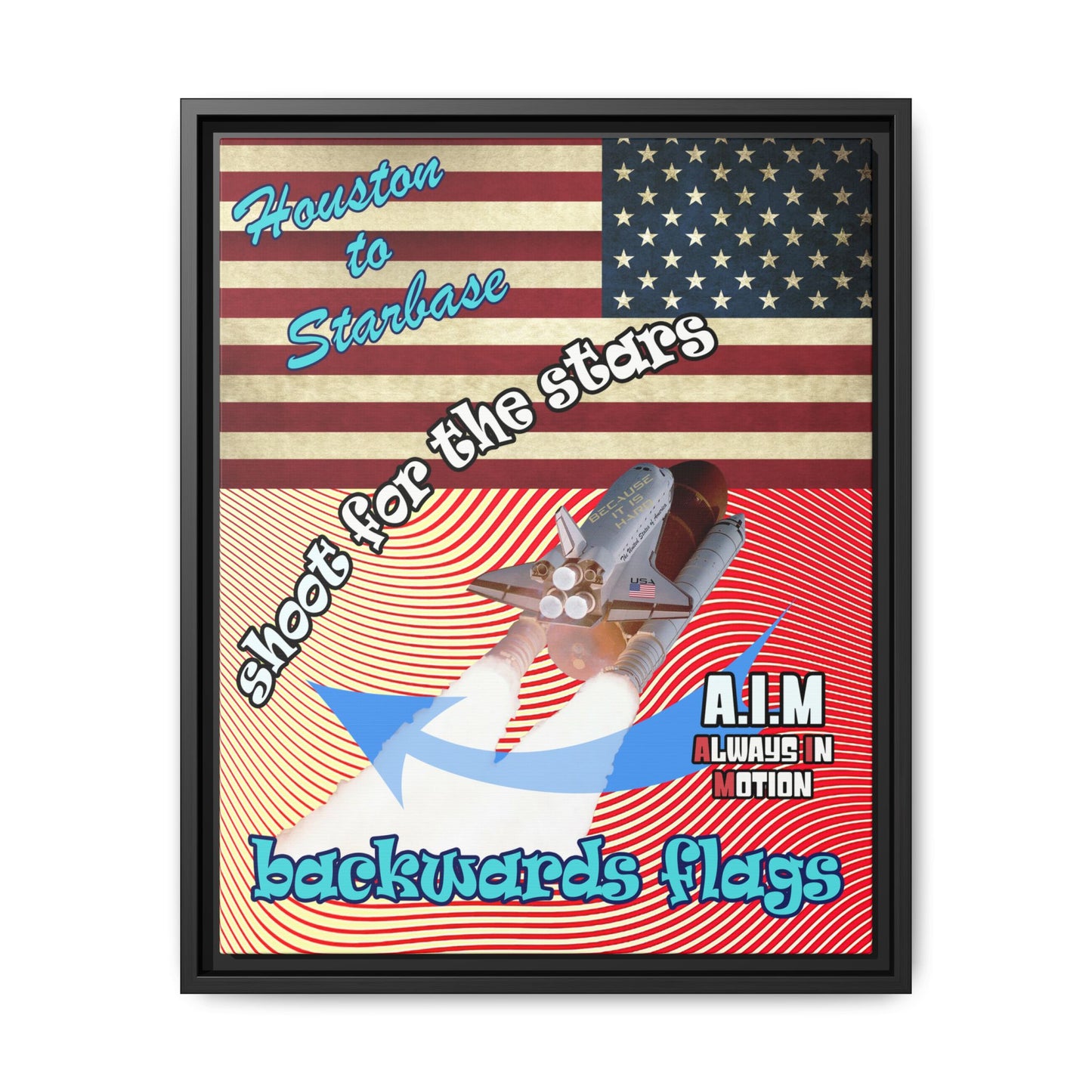 shoot for the stars - framed canvas art (yellow-orange wave)