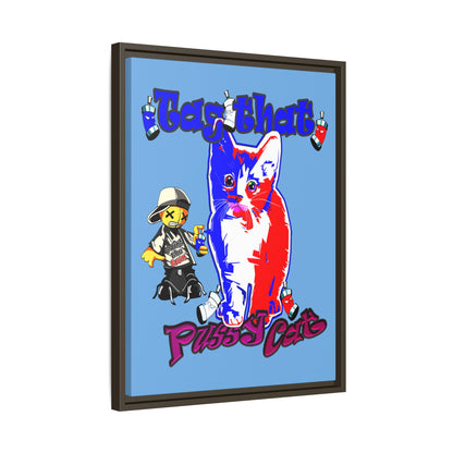 tag that - framed canvas art (light blue)