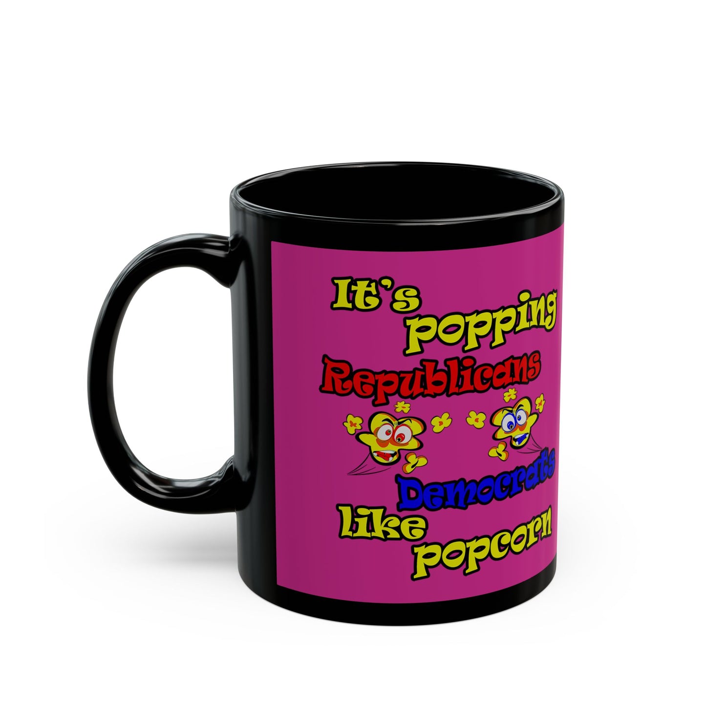 popping like popcorn - Black Mug (pink)