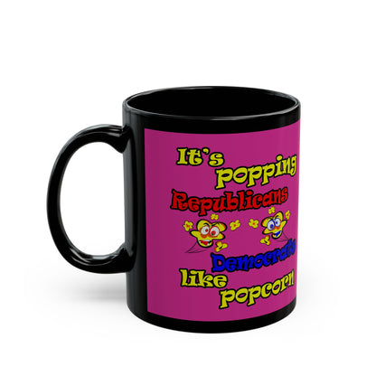 popping like popcorn - Black Mug (pink)