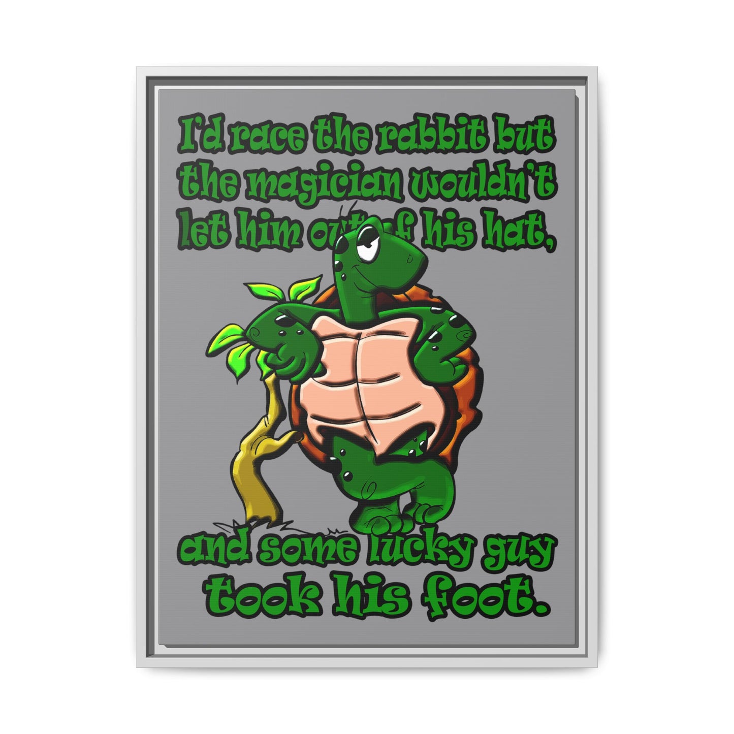 turtle race - framed canvas art (grey)
