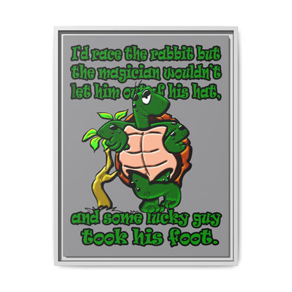turtle race - framed canvas art (grey)
