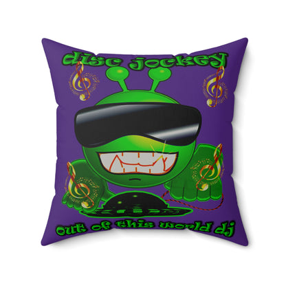 disc jockey - Faux Suede Square Pillow - (purple)