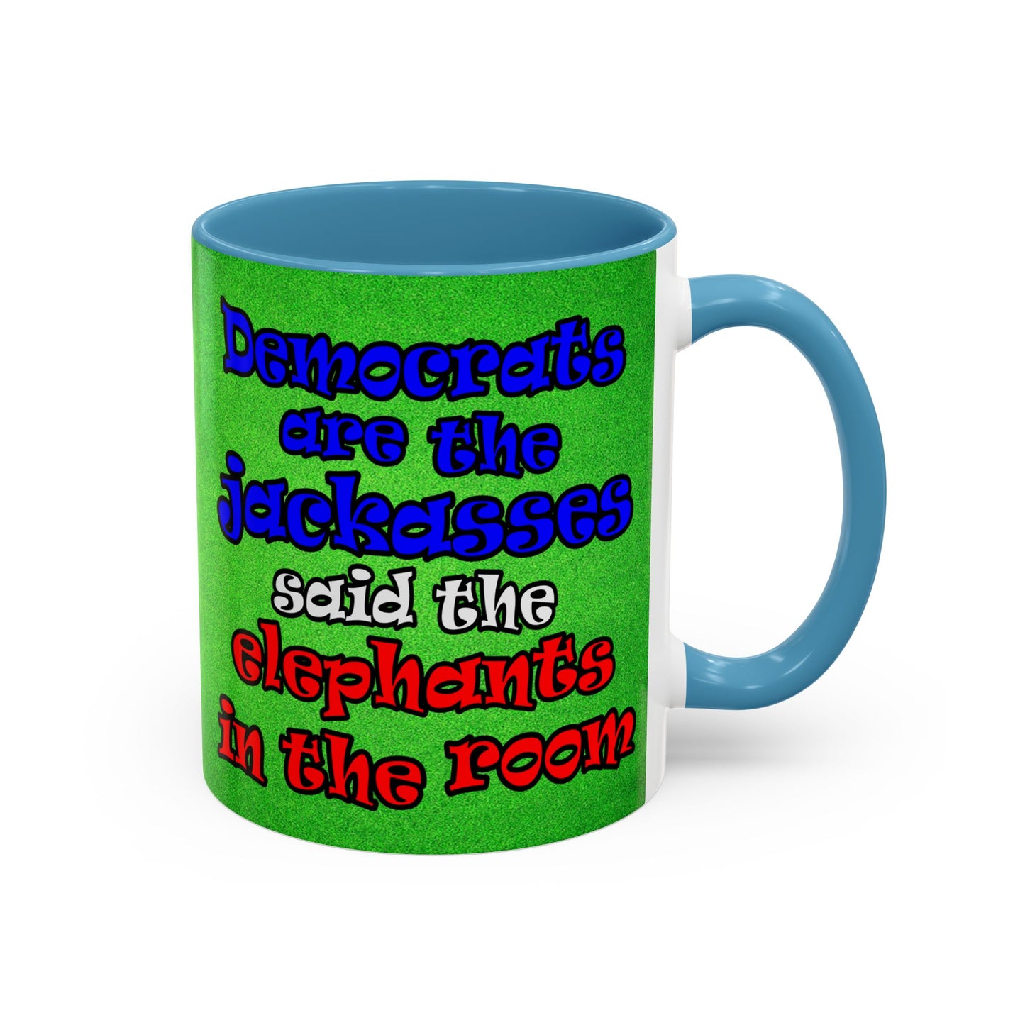 donkeys and elephants - Accent Mug (green turf)