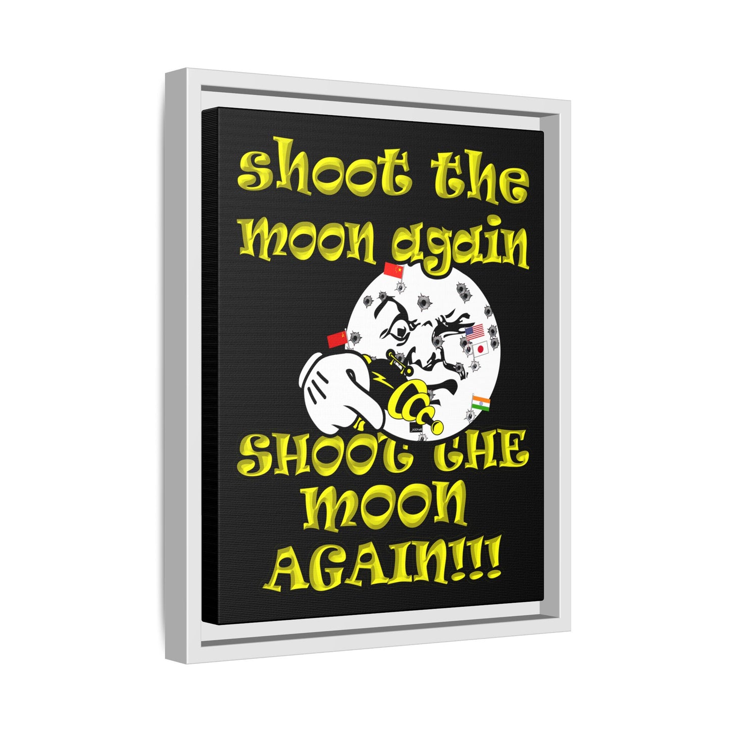 shoot the moon again - framed canvas art (black)