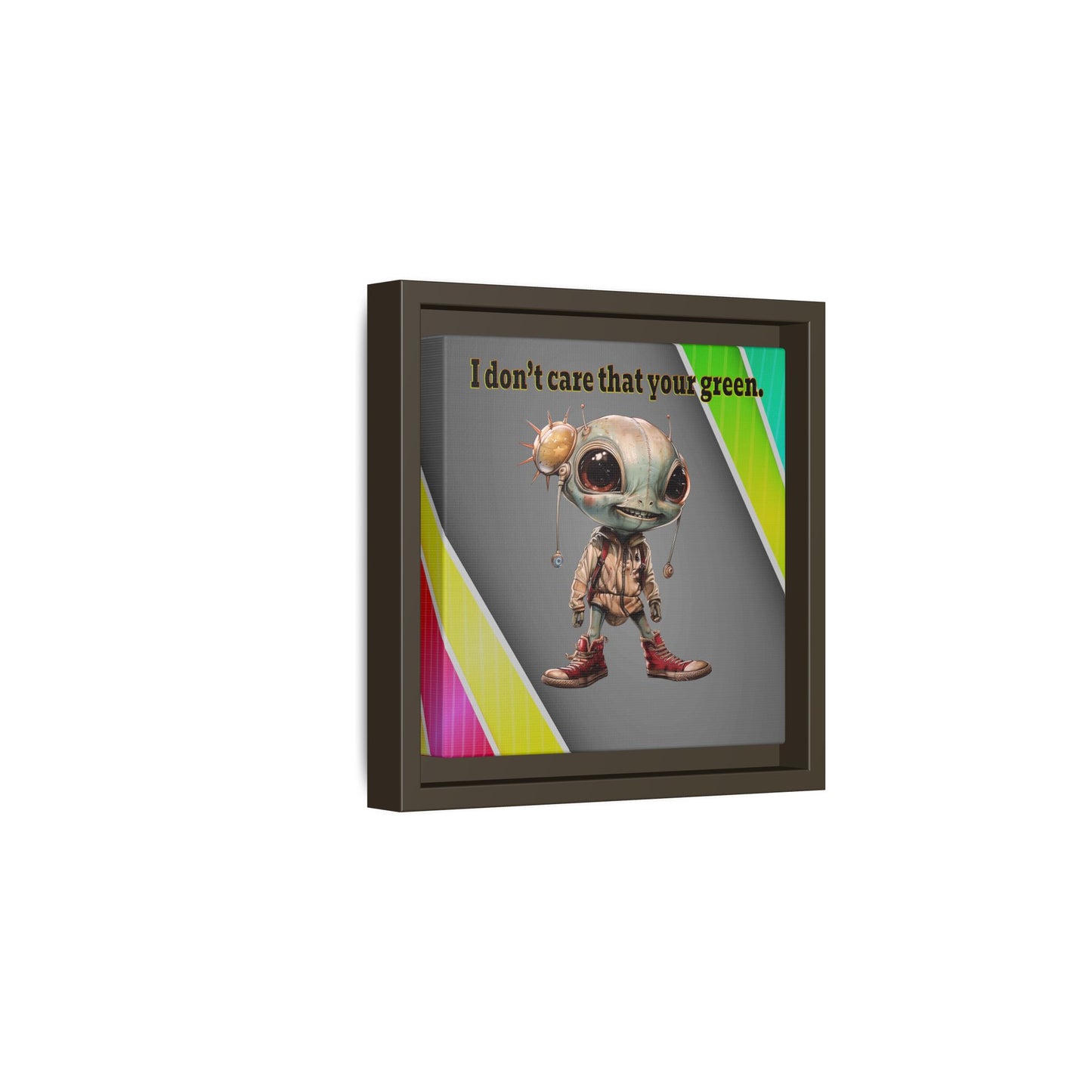 I don't care that your green - framed canvas art (rainbow split)