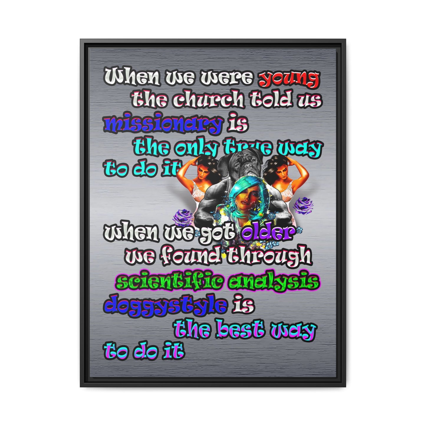 doggystyle - framed canvas art (brushed nickel)