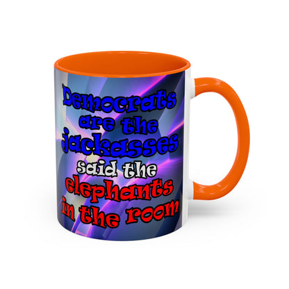 donkeys and elephants - Accent Mug (grey-pink wave)