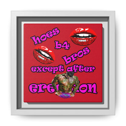 hoes b4 bros - framed canvas art (dark red)