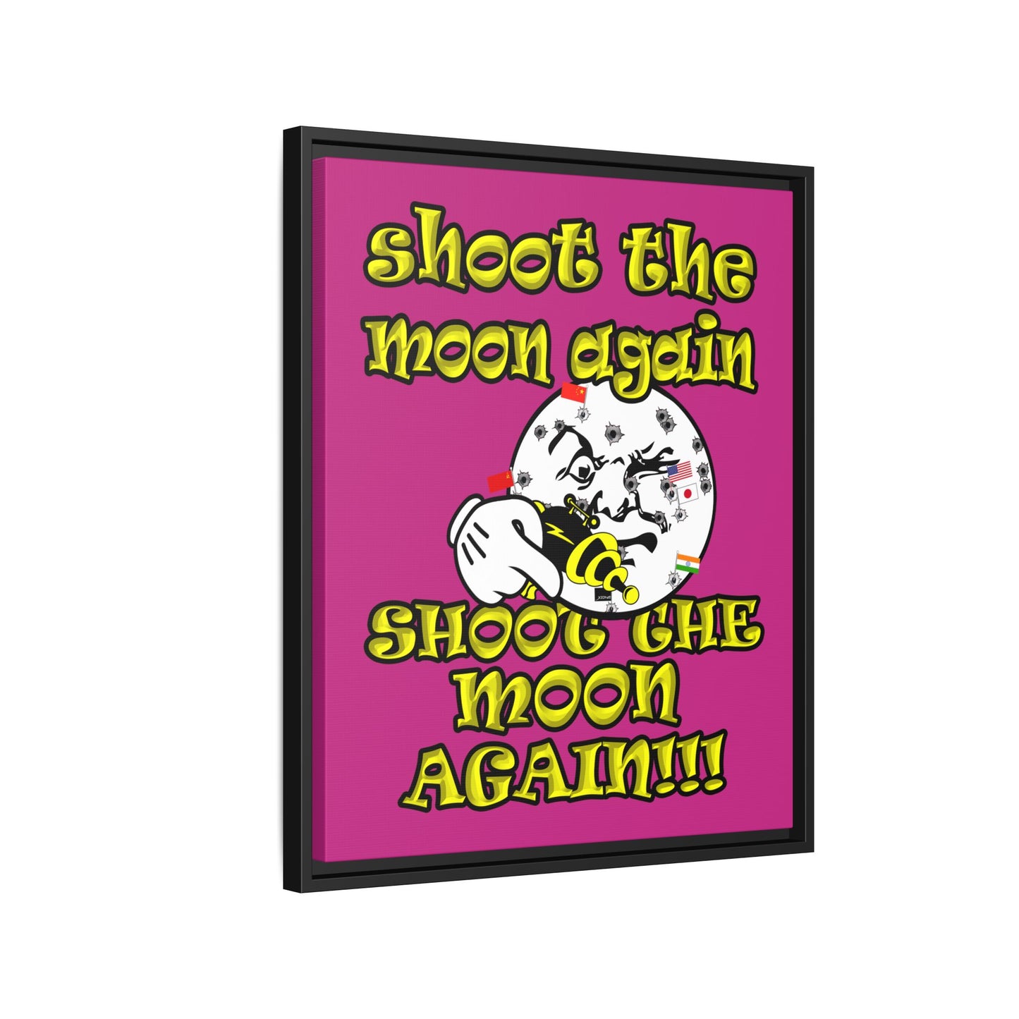 shoot the moon again - framed canvas art (pink)