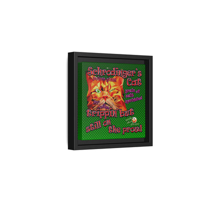 schrodinger's cat - framed canvas art (logo green)