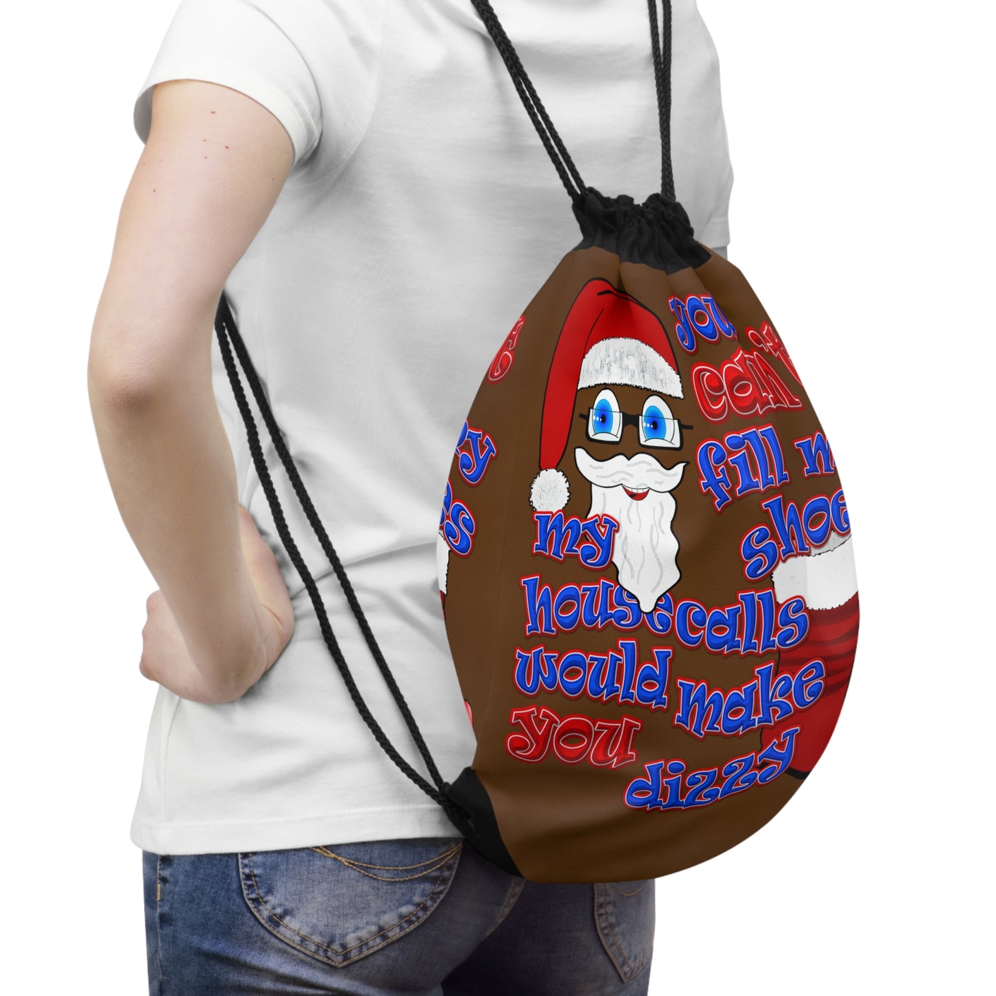 santa's shoes - Drawstring Bag (brown)