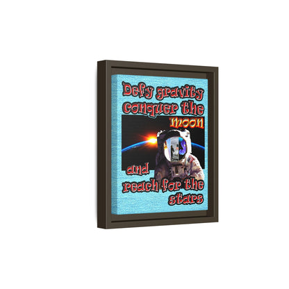 defy conquer reach - framed canvas art (faded blue)