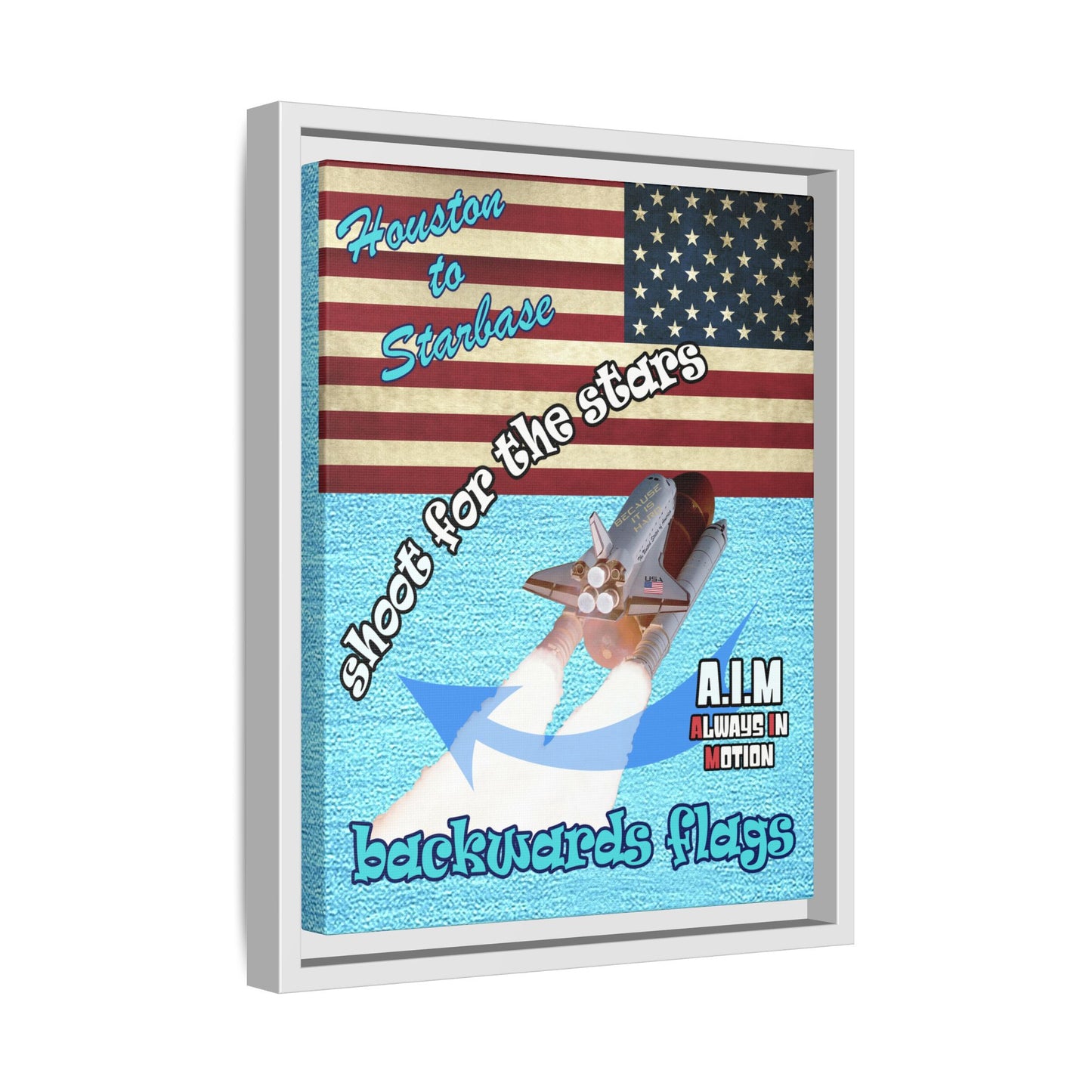 shoot for the stars - framed canvas art (faded blue)