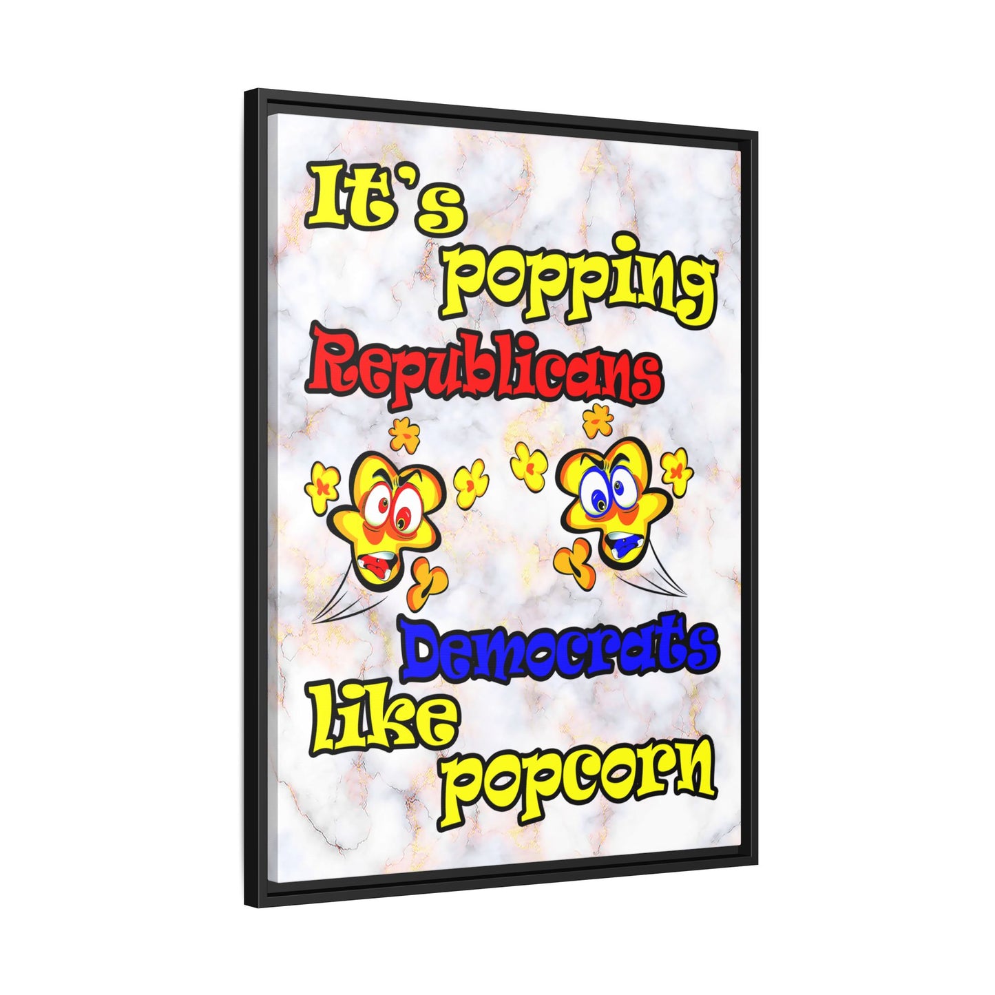popping like popcorn - framed canvas art (white marble)