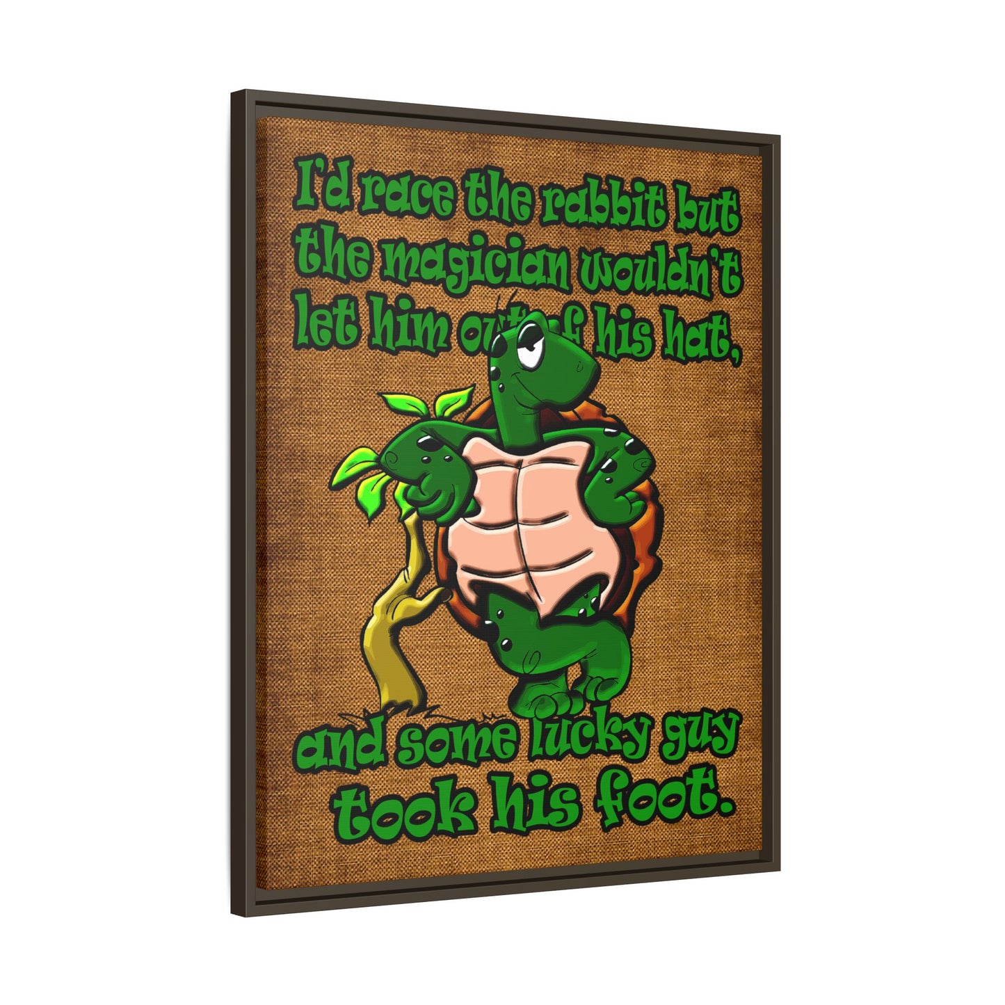 turtle race - framed canvas art (brown papyrus)