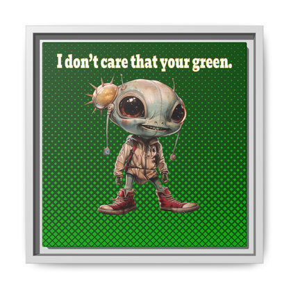 I don't care that your green - framed canvas art (logo green)