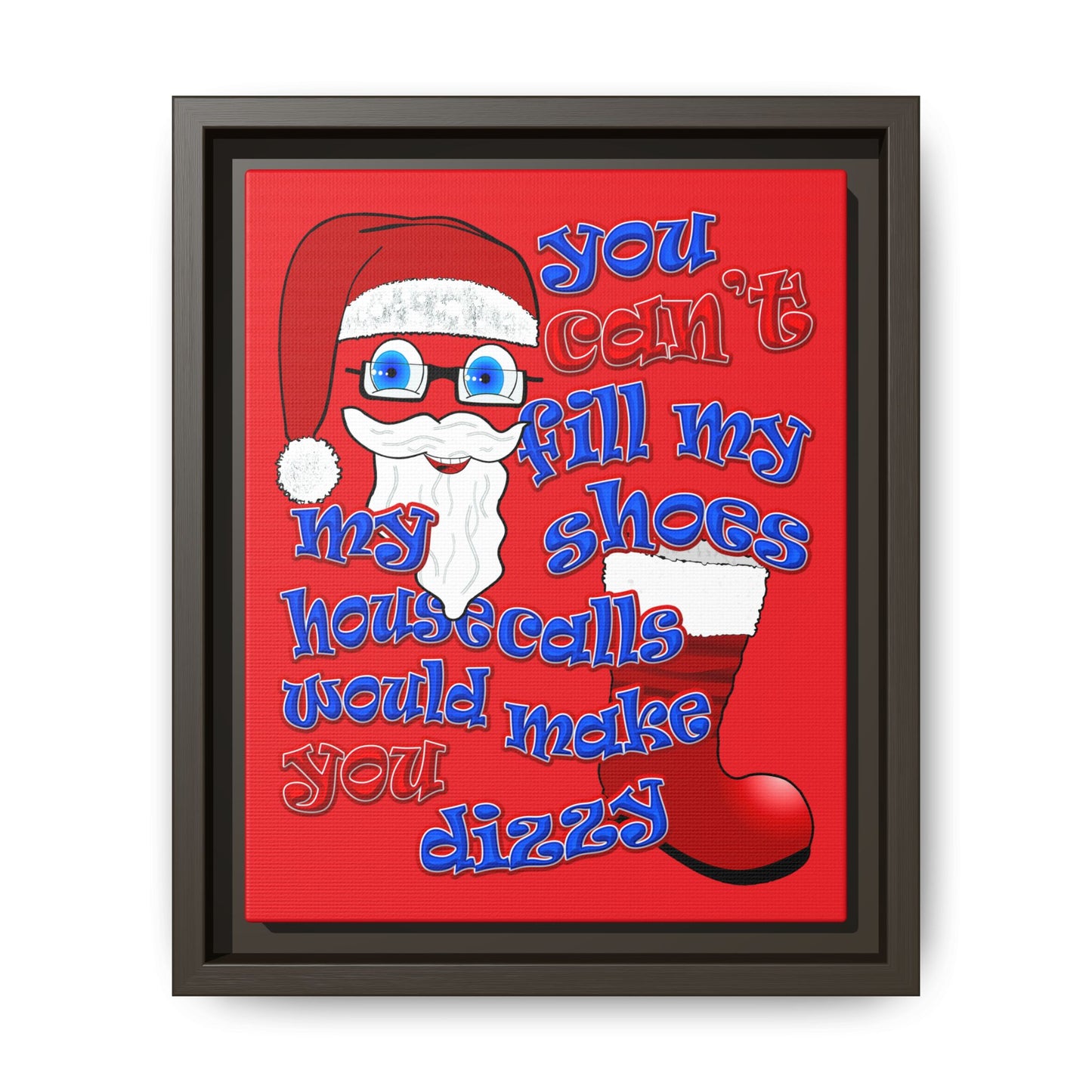santa's shoes - framed canvas art (red)