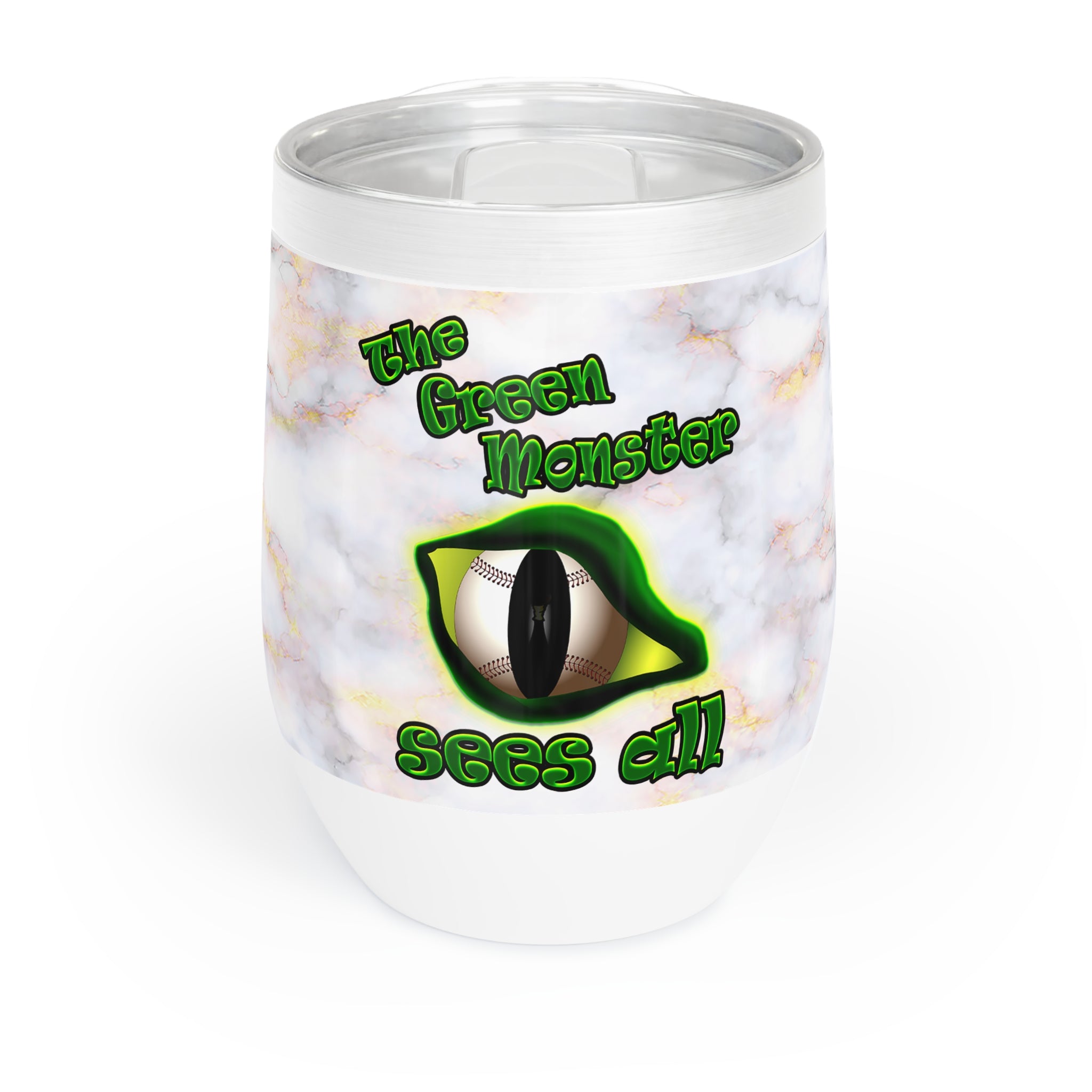 green monster - Chill Wine Tumbler (white marble)