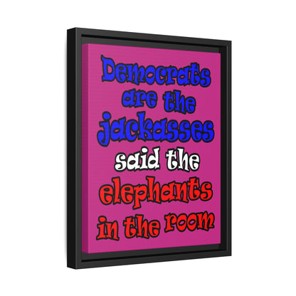 donkeys and elephants - framed canvas art (pink)