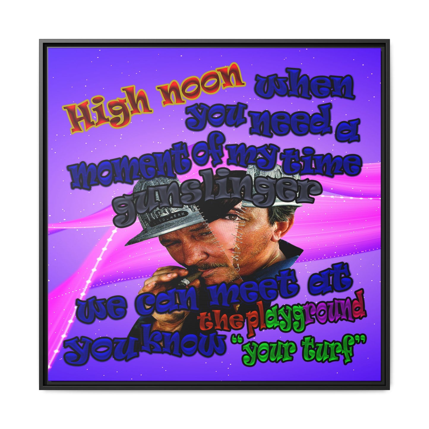 high noon - framed canvas art (purple-pink wave)