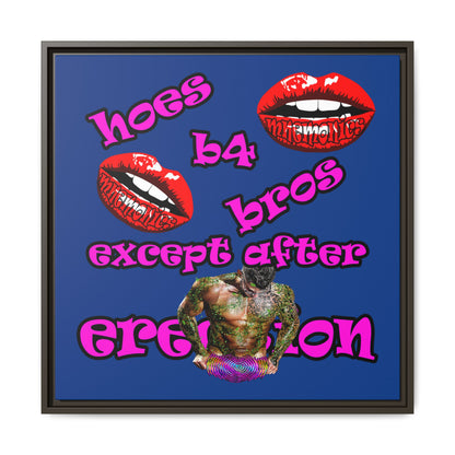 hoes b4 bros - framed canvas art (dark blue)