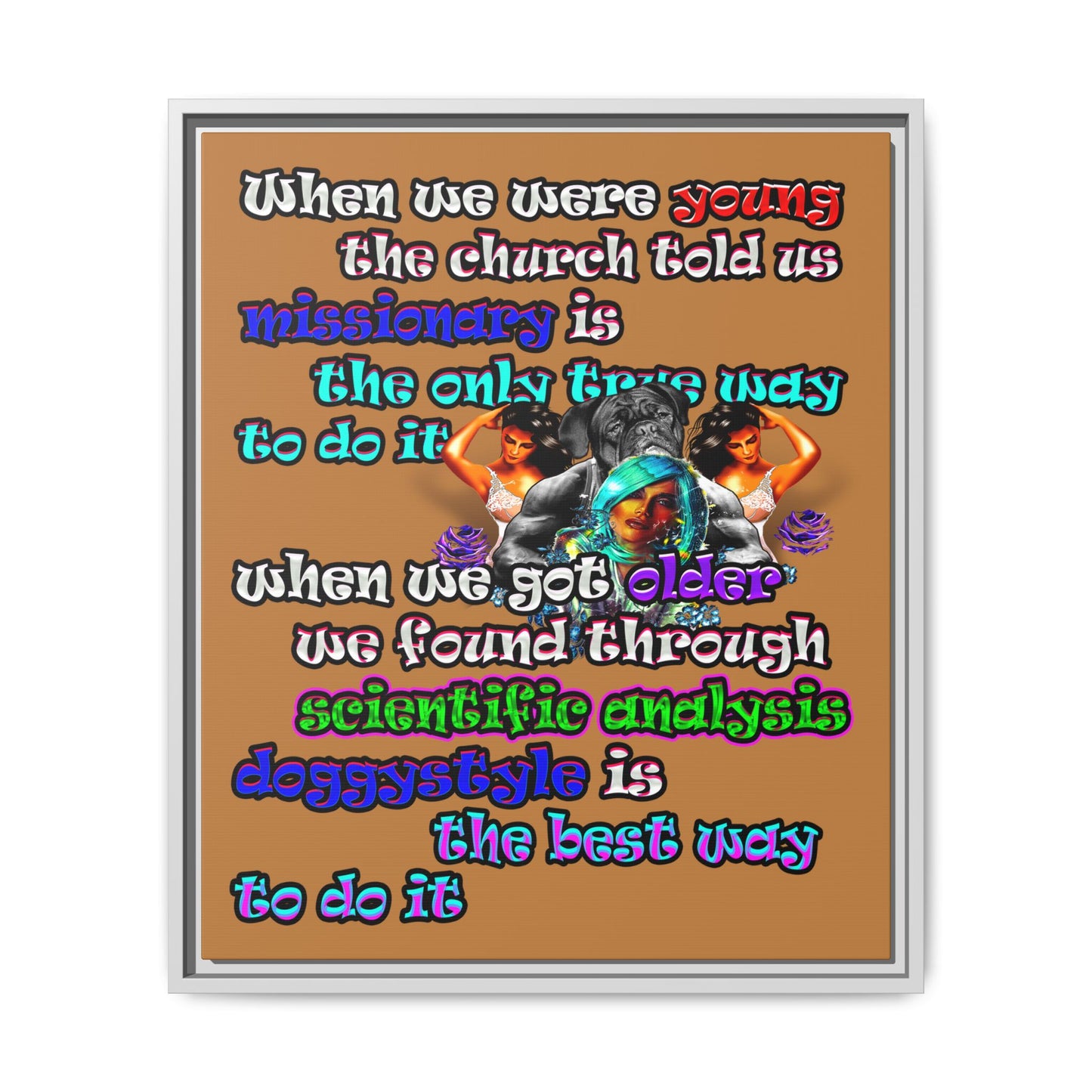 doggystyle - framed canvas art (light brown)