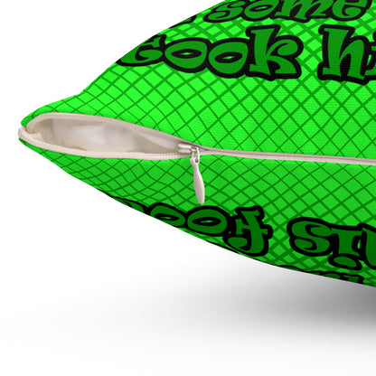 turtle race - Spun Polyester Square Pillow - (logo green)