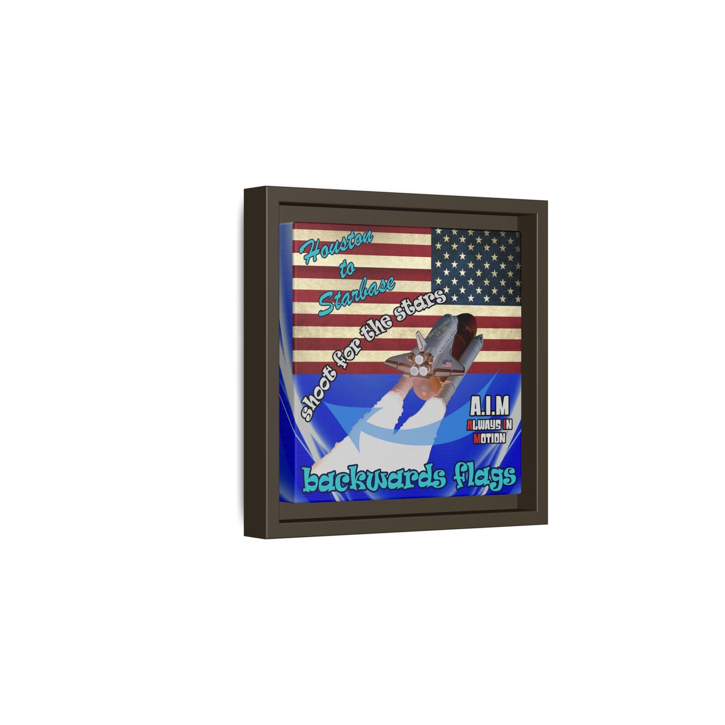 shoot for the stars - framed canvas art (blue-white wave)