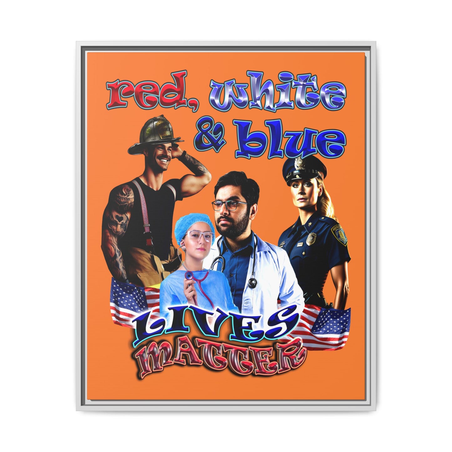 rw&b lives matter - framed canvas art (crusta)