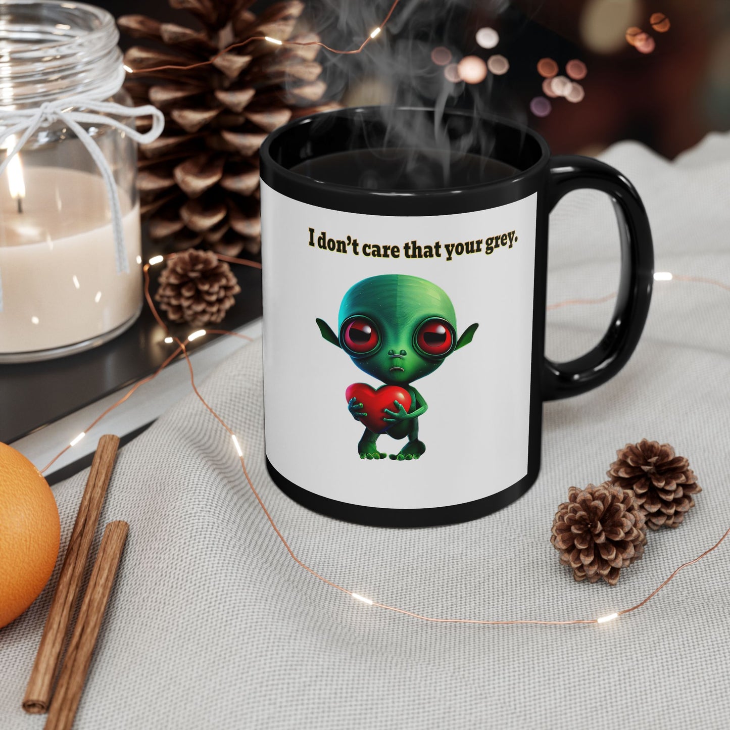 I don't care that your grey - Black Mug (white)