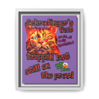 schrodinger's cat - framed canvas art (light purple)