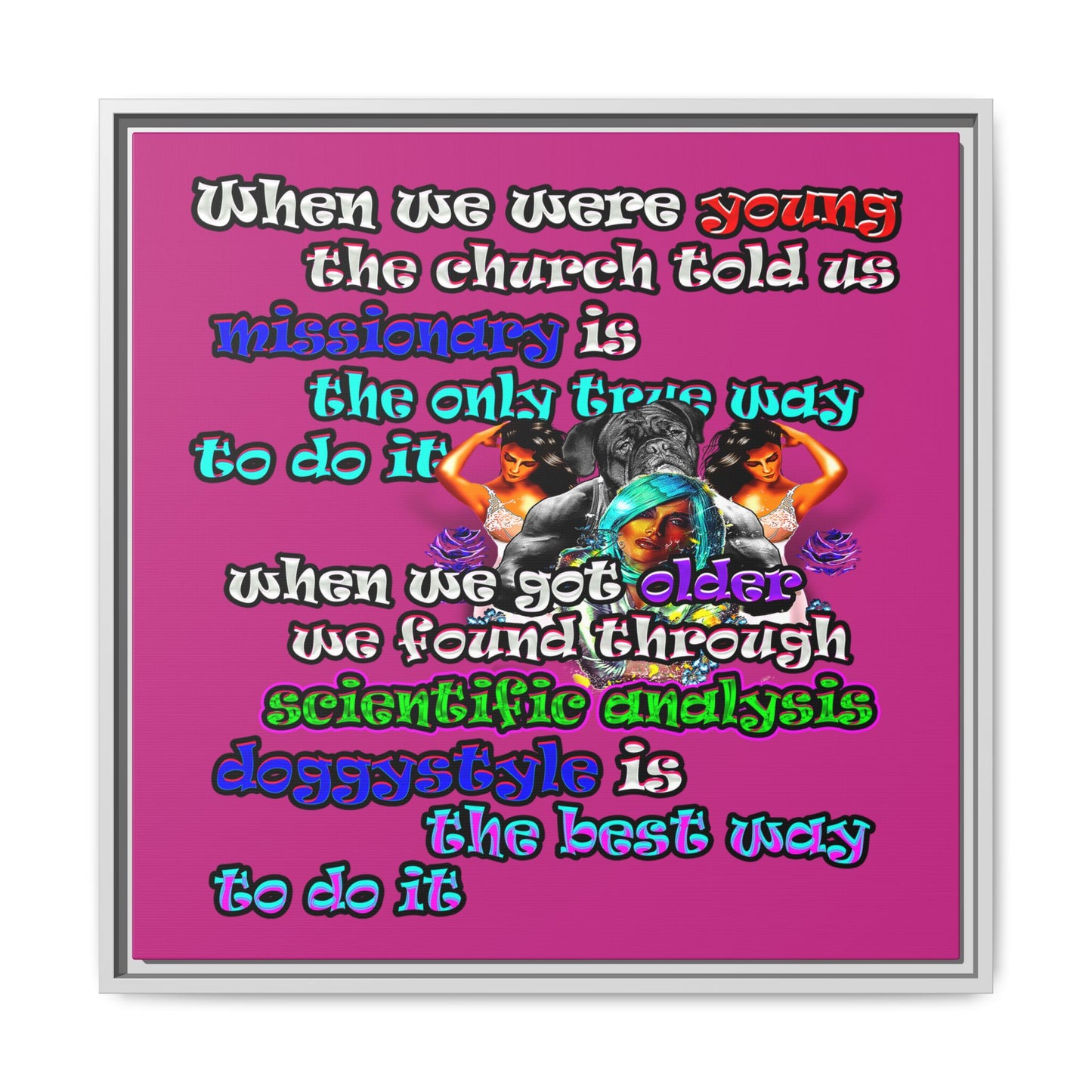 doggystyle - framed canvas art (pink)