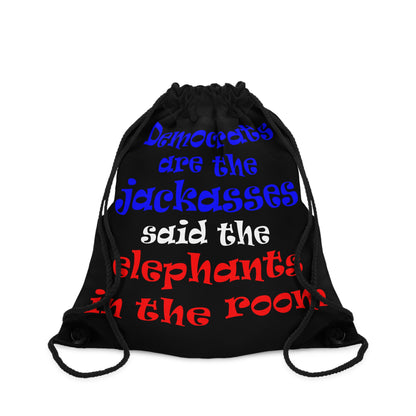 donkeys and elephants - Drawstring Bag (black)