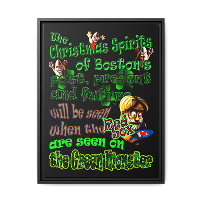 christmas spirits of boston - framed canvas art (black)