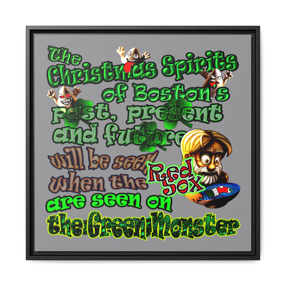 christmas spirits of boston - framed canvas art (grey)