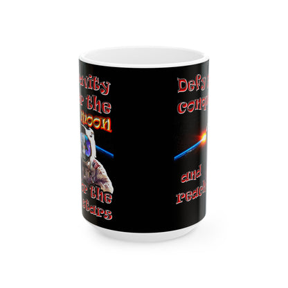 defy conquer reach - White Mug (black)