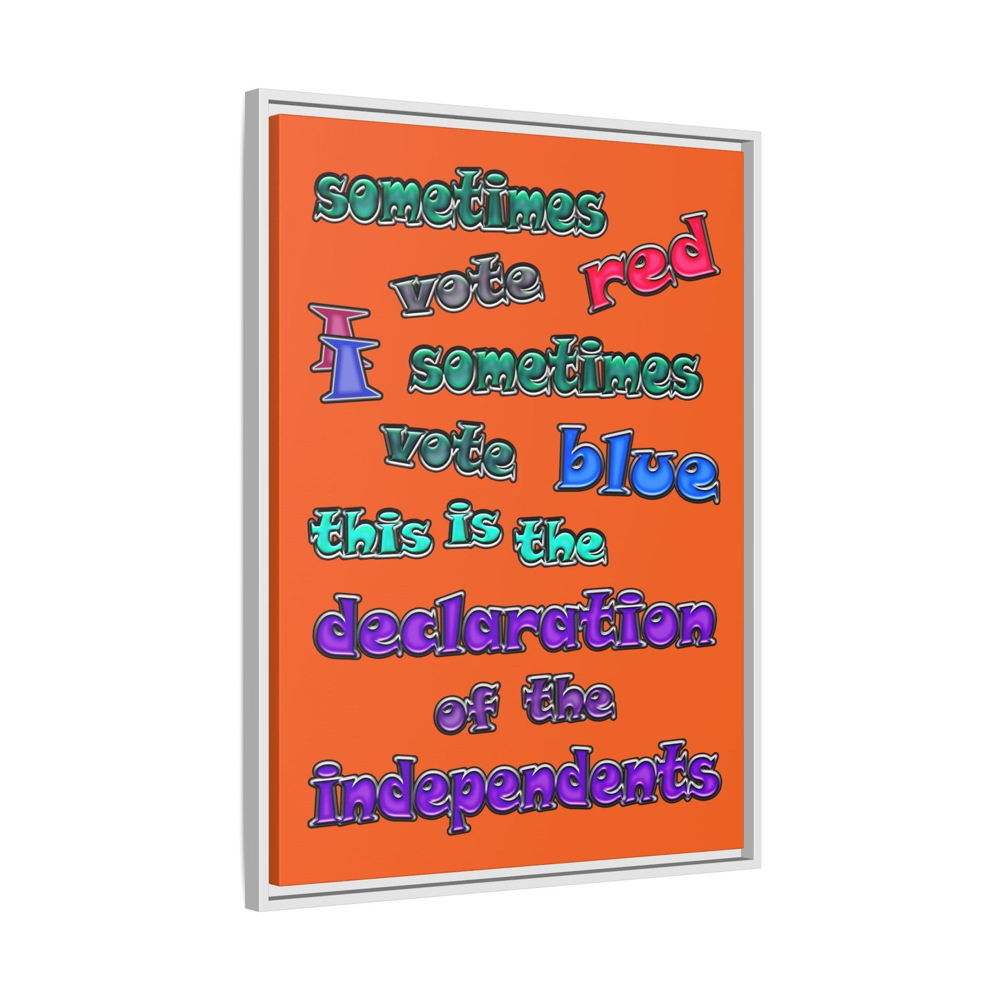 declaration of the independents - framed canvas art (orange)